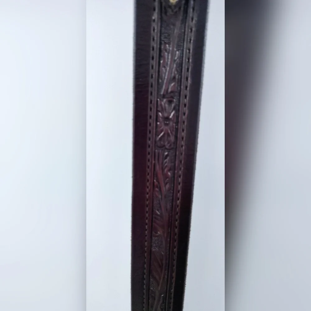 LEATHER MEN'S BELT WESTERN HANDMADE,  FILIGREE SILVER BUCKLE, ⭐ CONCHOS Sz 42-46 - Picture 6 of 15